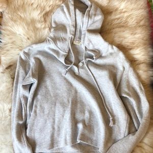 John Galt Brandy Melville Grey Cropped Hoodie